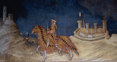 Commemoration of Guidoriccio da Fogliano at the Siege of Montemassi, from the Sala del Mappamondo, 1328 (detail) by Simone Martini